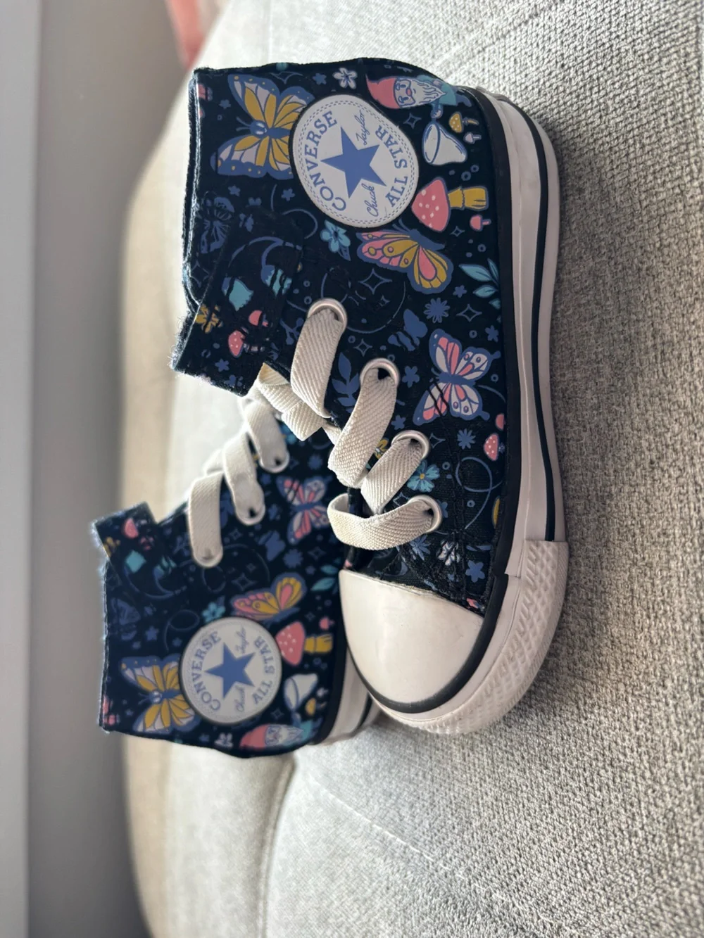 Converse Kids Navy High-Top Sneakers with Colorful Butterfly Print